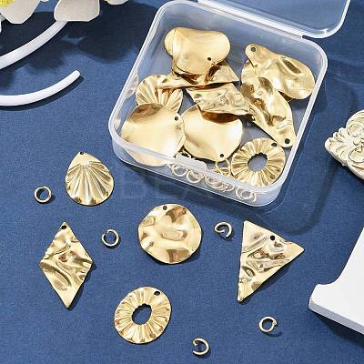 16Pcs 8 Style 201 Stainless Steel Pendants DIY-FS0005-37G-1
