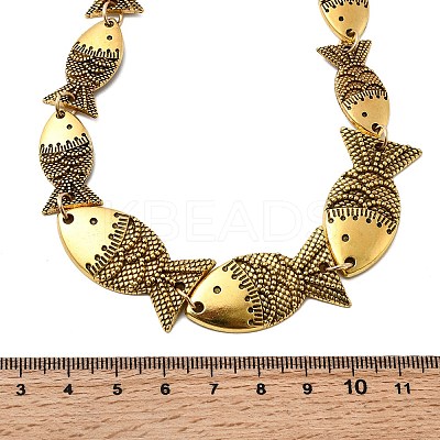 Tibetan Style Alloy Graduated Fish Link Chain Necklaces for Women NJEW-C102-01AG-1