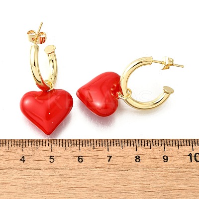 Brass Enamel Dangle Stud Earrings for Women EJEW-G430-03G-1