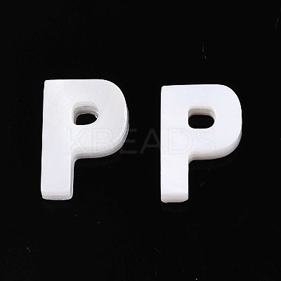 Natural Freshwater Shell Letter Charms BSHE-ZX007-02P-1