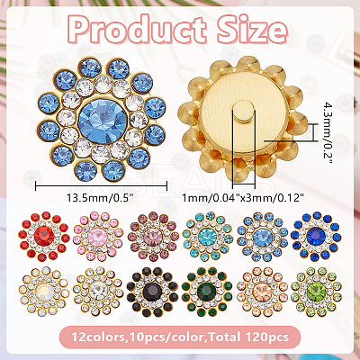 120Pcs 12 Colors Sew on Rhinestone RGLA-AR0001-06-1