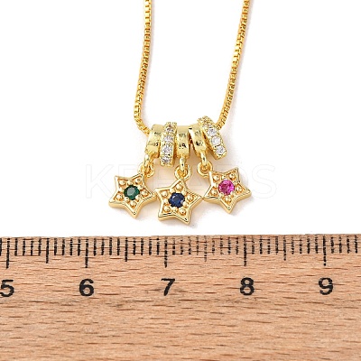 Brass Pave Colorful Cubic Zirconia Pendant Box Chain Adjustable Slider Necklaces NJEW-D348-03B-G-1