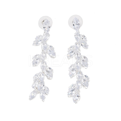 Brass Micro Pave Cubic Zirconia Stud Earrings EJEW-B046-16P-1
