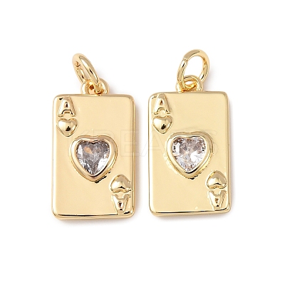 Brass with Cubic Zirconia Pendants KK-C143-42G-02-1