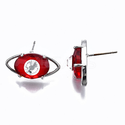 Brass Stud Earrings GLAA-S193-040A-P-1