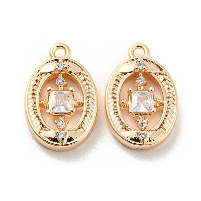 Brass Micro Pave Cubic Zirconia Charms KK-E090-07G-1