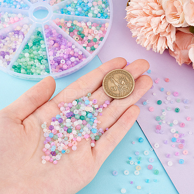 10 Setes 10 Colors Transparent Frosted Glass Round Seed Beads GLAA-PH0003-44B-1