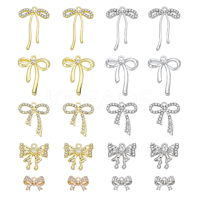 20Pcs 10 Styles Alloy & Brass Rhinestone Pendants FIND-GA0005-09-1