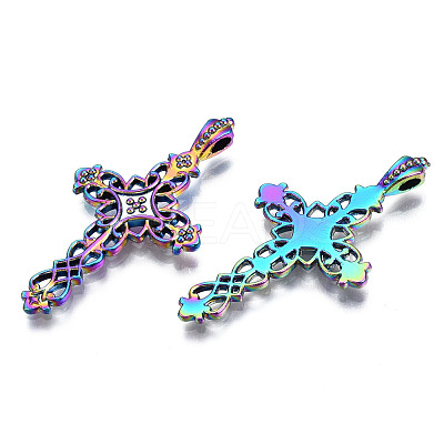 Rainbow Color Alloy Pendant Enamel Settings PALLOY-N163-146-NR-1