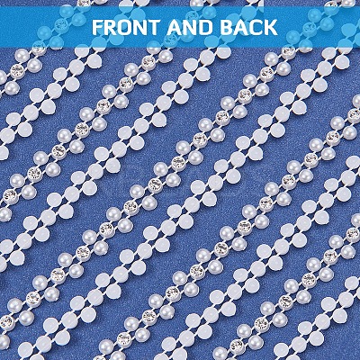 Flower ABS Plastic Imitation Pearl Beaded Trim Garland Strands CHAC-R001-01-1