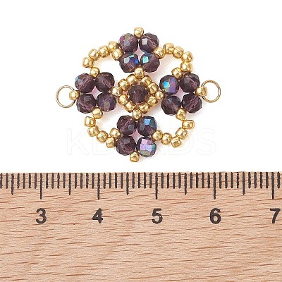Electroplate Glass Beaded Flower Connector Charms PALLOY-MZ01297-01-1