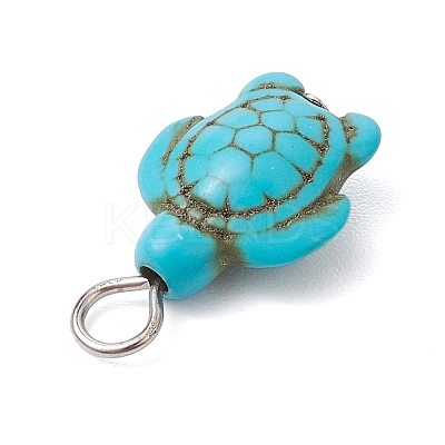 Dyed Synthetic Turquoise Pendants PALLOY-JF02924-01-1
