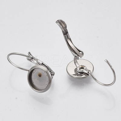 Tarnish Resistant Flat Round Tray Smooth Surface 304 Stainless Steel Leverback Earring Findings LS-STAS-R065-64-1