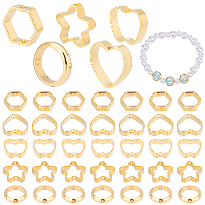 50Pcs 5 Style Brass Bead Frame KK-PH0004-25-1