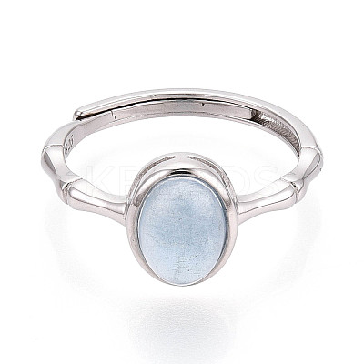 Natural Aquamarine Oval Open Cuff Ring STER-T008-92P-1