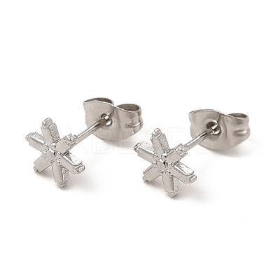 Non-Tarnish 304 Stainless Steel Snowflake Stud Earrings for Women LS-EJEW-I281-34P-1