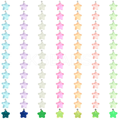 84Pcs 7 Colors Luminous Transparent Resin Pendants RESI-SZ0003-26-1