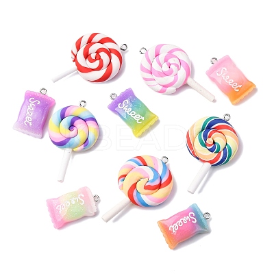 10Pcs 2 Styles Resin Pendants RESI-FP0001-31-1