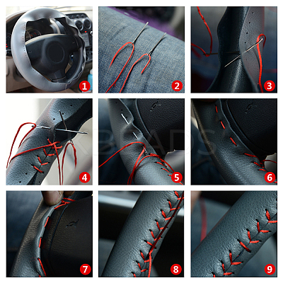 DIY Hand Sewing Genuine Leather Steering Wheel Cover AJEW-WH0189-32-1