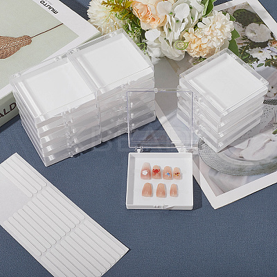 9Pcs Plastic Fake Nail Tips Storage Box CON-SP0001-15B-1