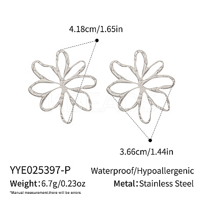 304 Stainless Steel Hollow Flower Stud Earrings CB8096-2-1