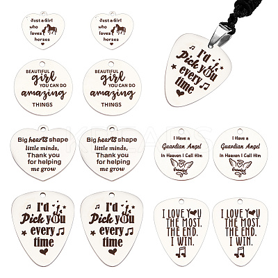 12Pcs 6 Styles 201 Stainless Steel Pendants STAS-AR0001-58-1