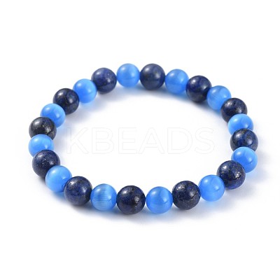 Natural Lapis Lazuli(Dyed) Stretch Bracelets BJEW-JB04506-04-1