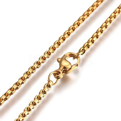 304 Stainless Steel Box Chain Necklaces NJEW-O110-05A-G-1