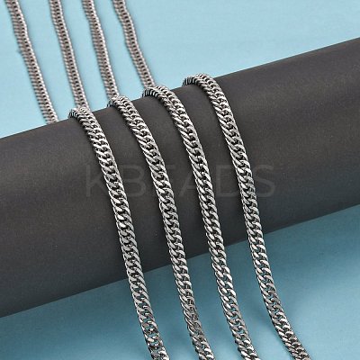 Tarnish Resistant Men's Jewelry Making 304 Stainless Steel Double Link Curb Chains CHS-A003C-1.0mm-1