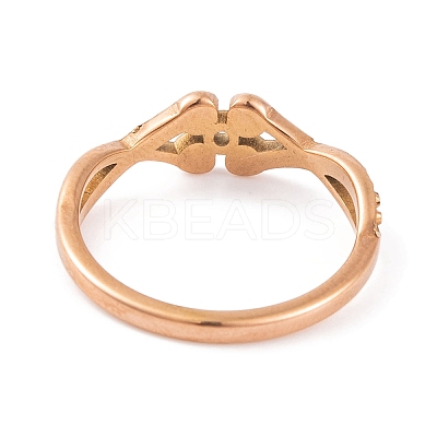 PVD Vacuum Plating 304 Stainless Steel Flower Finger Ring RJEW-C086-03-RG-1