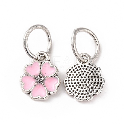 Enamel Style Flower Alloy Rhinestone Charms ENAM-S085-07-1
