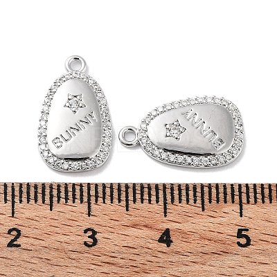 Brass Micro Pave Clear Cubic Zirconia Pendants KK-F871-26P-1