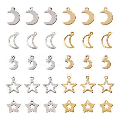 100Pcs 10 Style 304 Stainless Steel Charms STAS-PJ0001-39-1