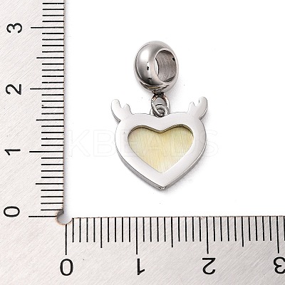 304 Stainless Steel Pave White Shell European Dangle Charms STAS-G308-32P-01-1