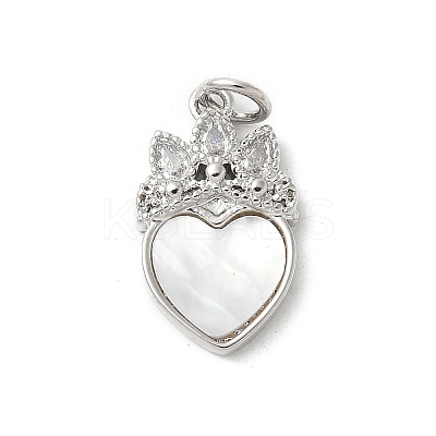 Brass Pave Natural White Shell Pendants KK-S522-18P-1