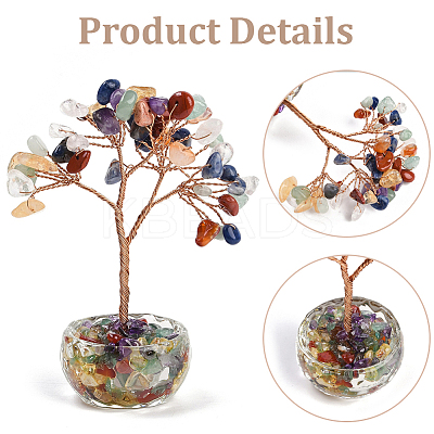 1Pc Natural Mixed Gemstone Chips Tree of Life Decorations DJEW-DJ0001-08A-1