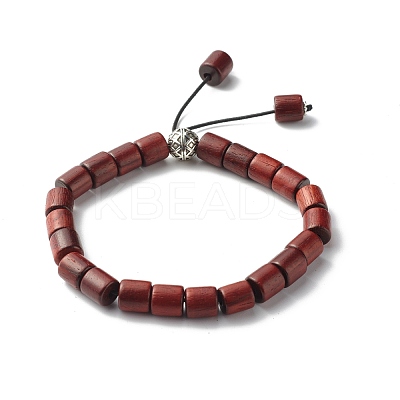 Waxed Wooden Column Beads Stretch Bracelet for Men Women BJEW-JB06776-1