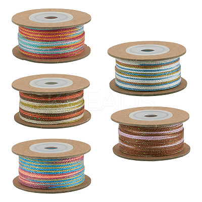 5 Rolls 5 Colors Segment Dyed Macrame Cotton Cord OCOR-TA0004-05B-1