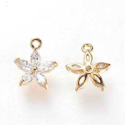 Brass Cubic Zirconia Charms KK-Q669-28G-1