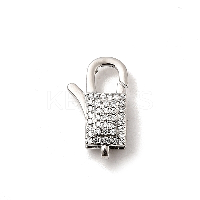 Brass Micro Pave Clear Cubic Zirconia Lobster Claw Clasps KK-A266-24A-P-1