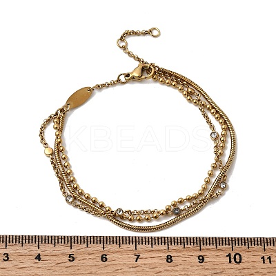 304 Stainless Steel Micro Pave Cubic Zirconia Multi-strand Bracelets BJEW-C137-02G-1