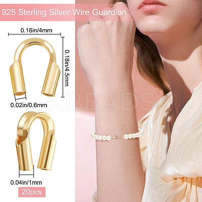20Pcs 925 Sterling Silver Wire Guardian and Protectors STER-BBC0006-06A-1