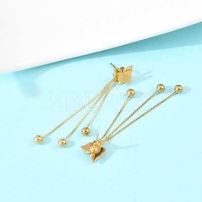 Butterfly 304 Stainless Tassel Steel Stud Earrings EJEW-H175-05G-1