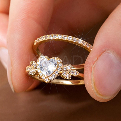 Alloy Micro Pave Cubic Zirconia Finger Rings Sets for Women FS-WGC007F-01-1