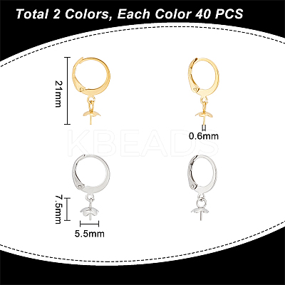 40Pcs 2 Colors 304 Stainless Steel Leverback Earring Findings STAS-UN0046-30-1