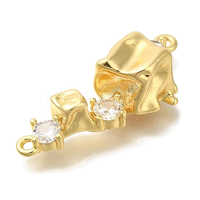 Brass Pave Clear Cubic Zirconia Connector Charms KK-K388-69G-1