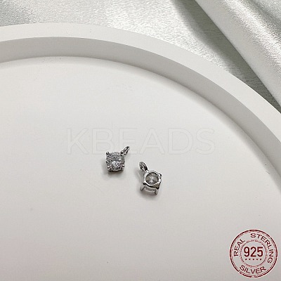 Rhodium Plated 925 Sterling Silver Micro Pave Clear Cubic Zirconia Charms STER-P054-11C-P-1