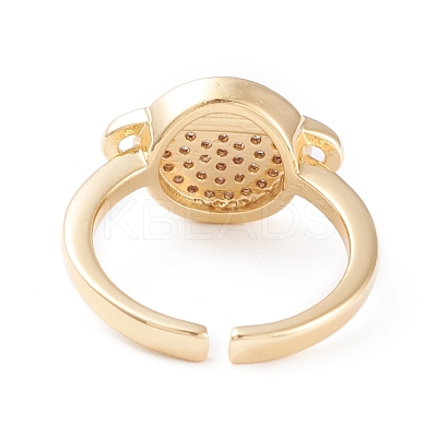 Brass Micro Pave Clear Cubic Zirconia Cuff Rings RJEW-F102-11G-1