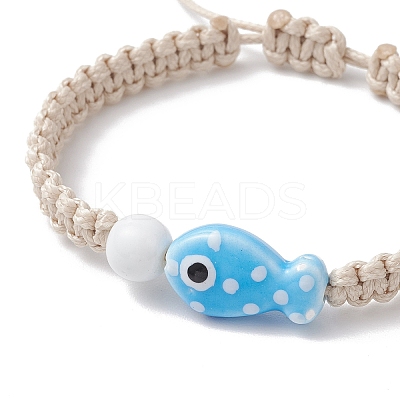 3Pcs Adjustable Handmade Porcelain Beads Braided Bead Bracelets for Children BJEW-JB11969-1