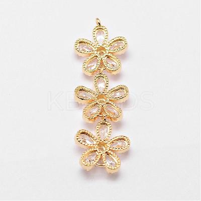 Brass Micro Pave Cubic Zirconia Links ZIRC-A003-02G-1